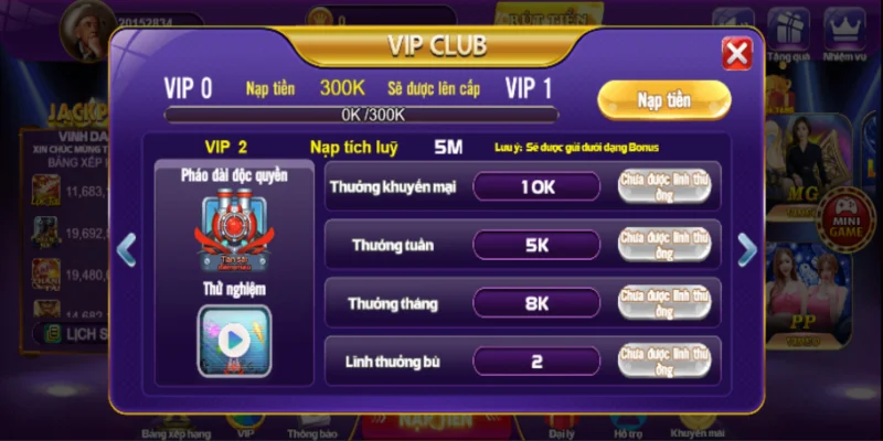 Thưởng theo từng cấp độ của thành viên VIP 