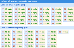 Thống kê nhanh xổ số miền bắc ngày 25-3-2025